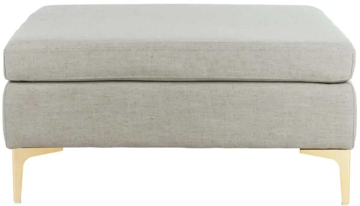 Gina Square Ottoman in Light Gray / Brass by Safavieh