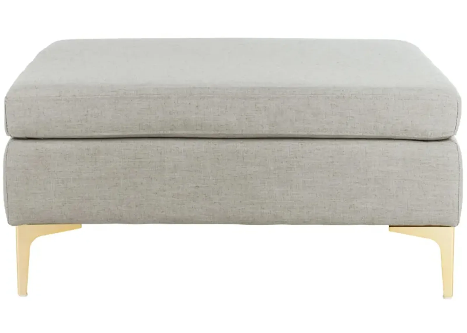 Gina Square Ottoman in Light Gray / Brass by Safavieh