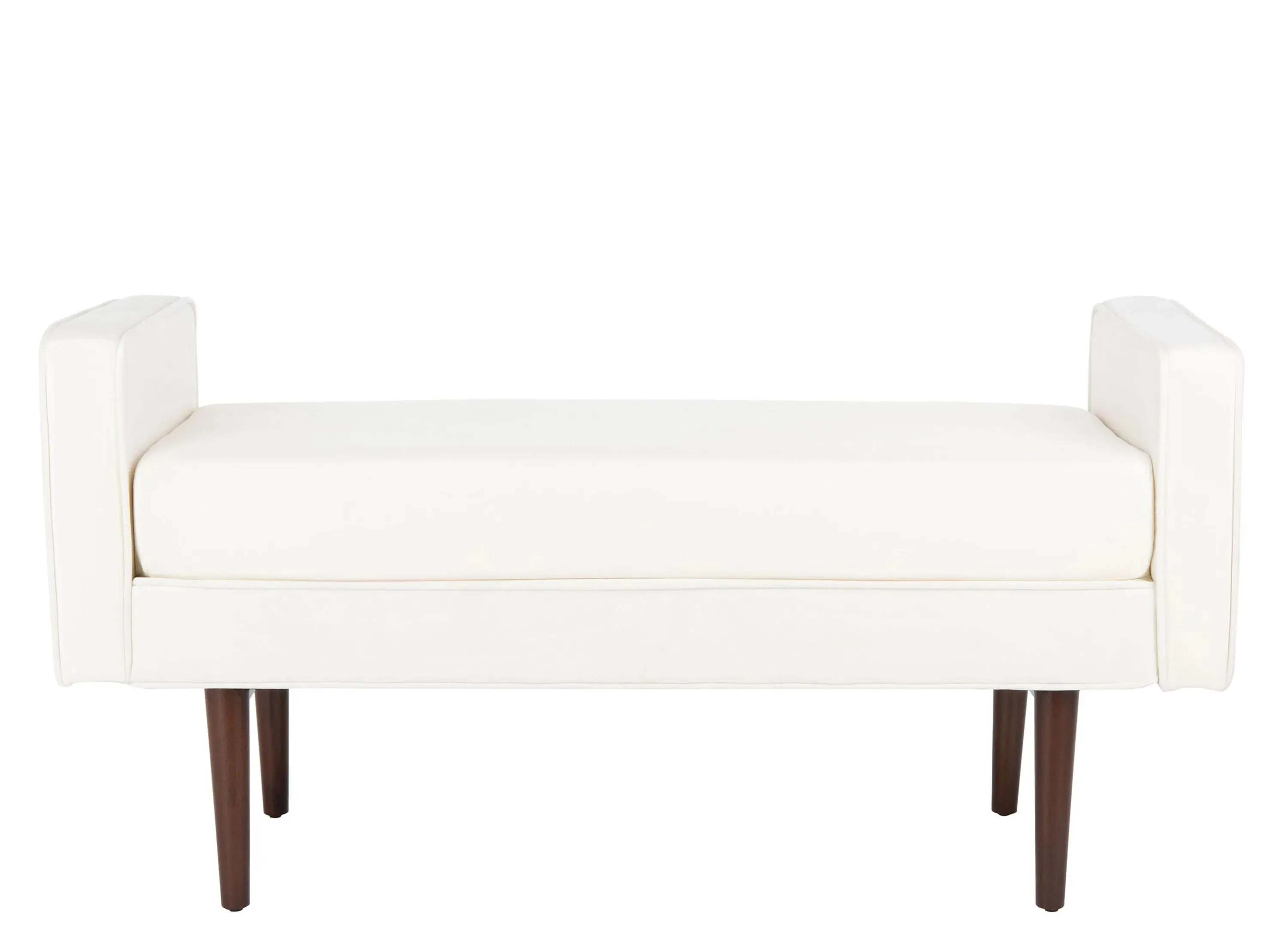 Henri Midcentury Bench in Cream / Walnut by Safavieh