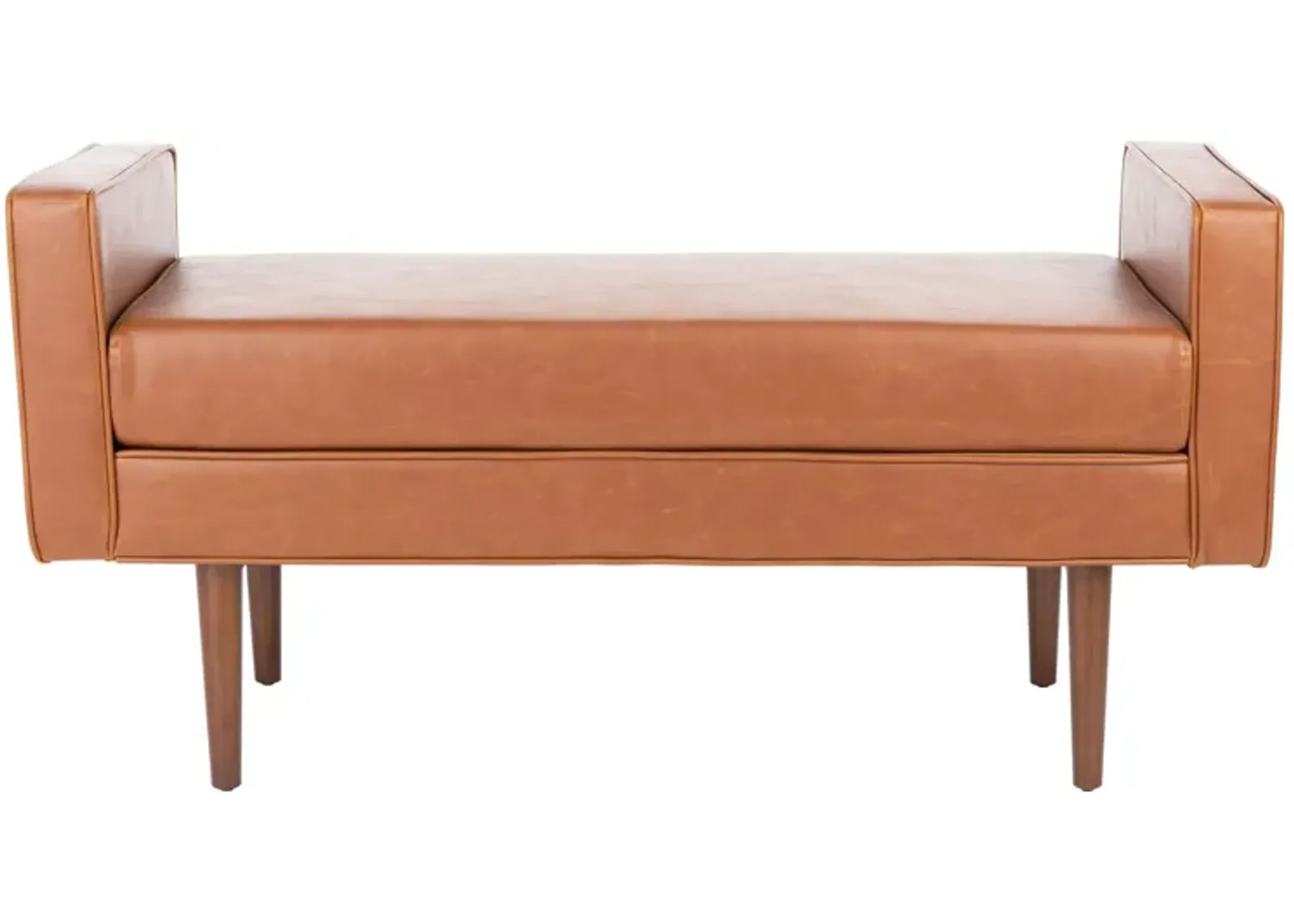 Henri Midcentury Bench in Light Brown / Walnut by Safavieh