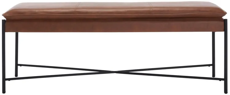 Karai Cushioned X Bench in Brown / Black by Safavieh