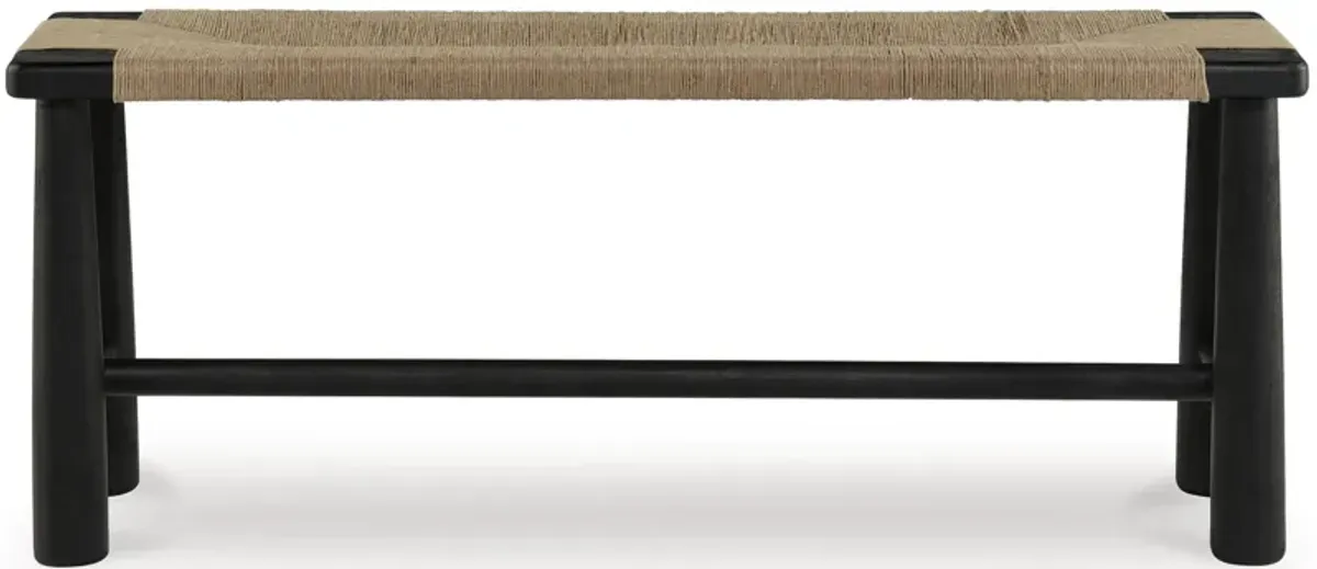 Acerman Accent Bench in Black/Natural by Ashley Furniture