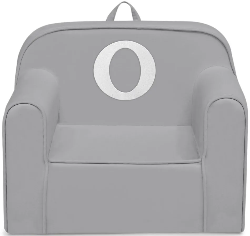 Cozee Monogrammed Chair Letter "O" in Light Gray by Delta Children