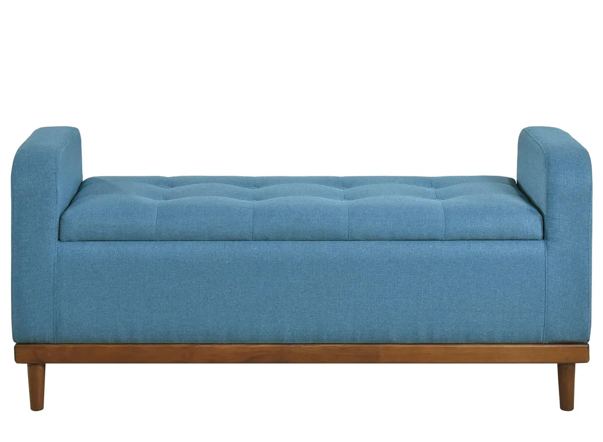 Calix Lift Top Storage Bench in Blue by Homelegance