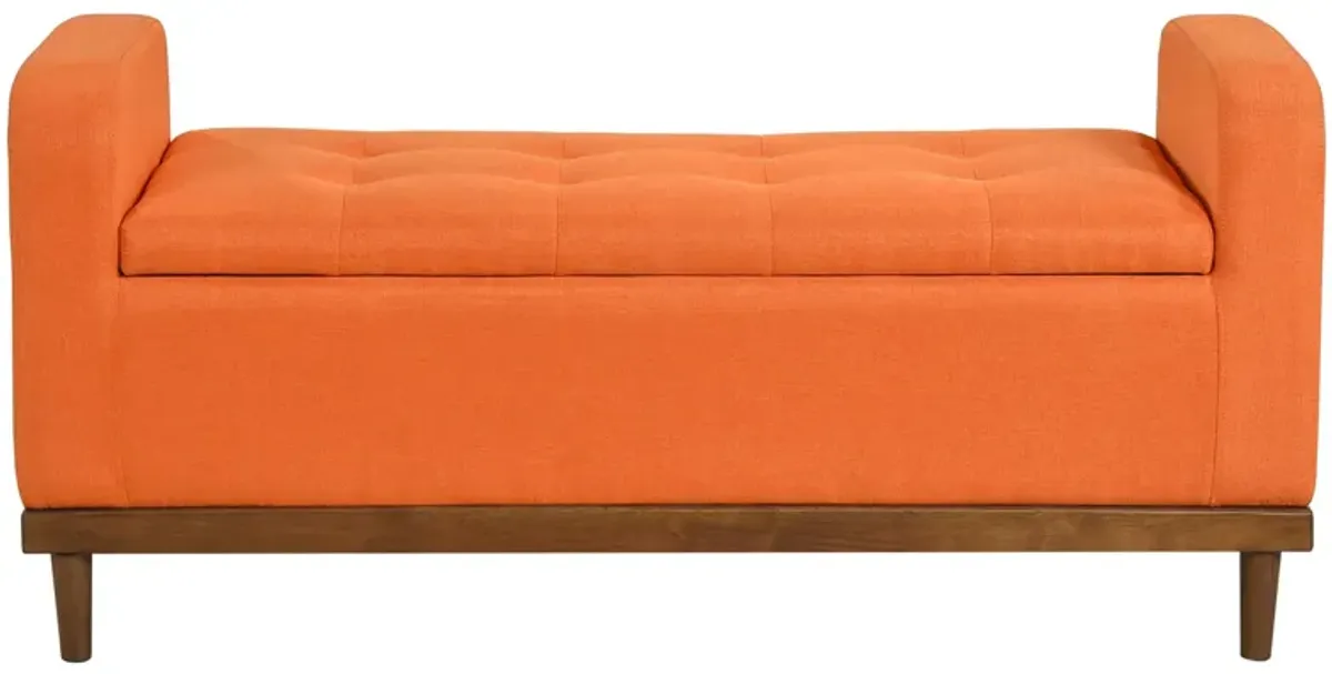 Calix Lift Top Storage Bench in Orange by Homelegance