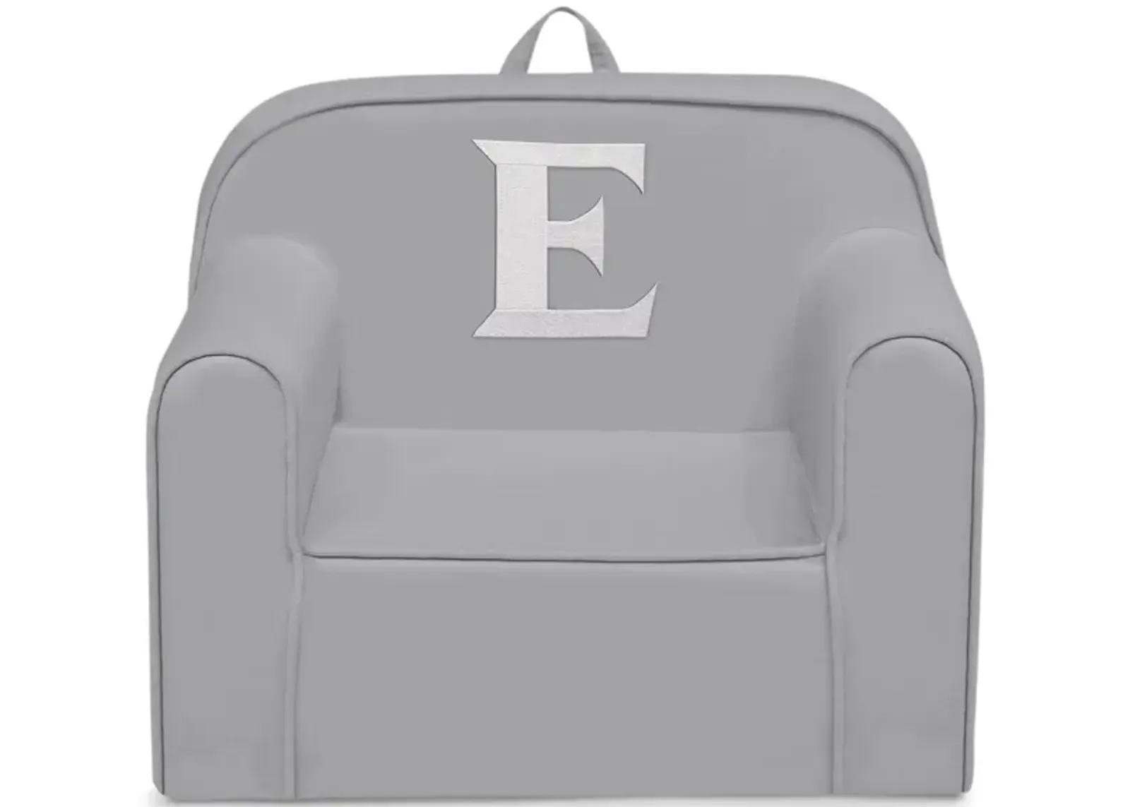 Cozee Monogrammed Chair Letter "E" in Light Gray by Delta Children