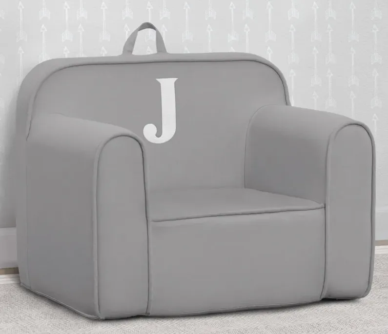 Cozee Monogrammed Chair Letter "J" in Light Gray by Delta Children