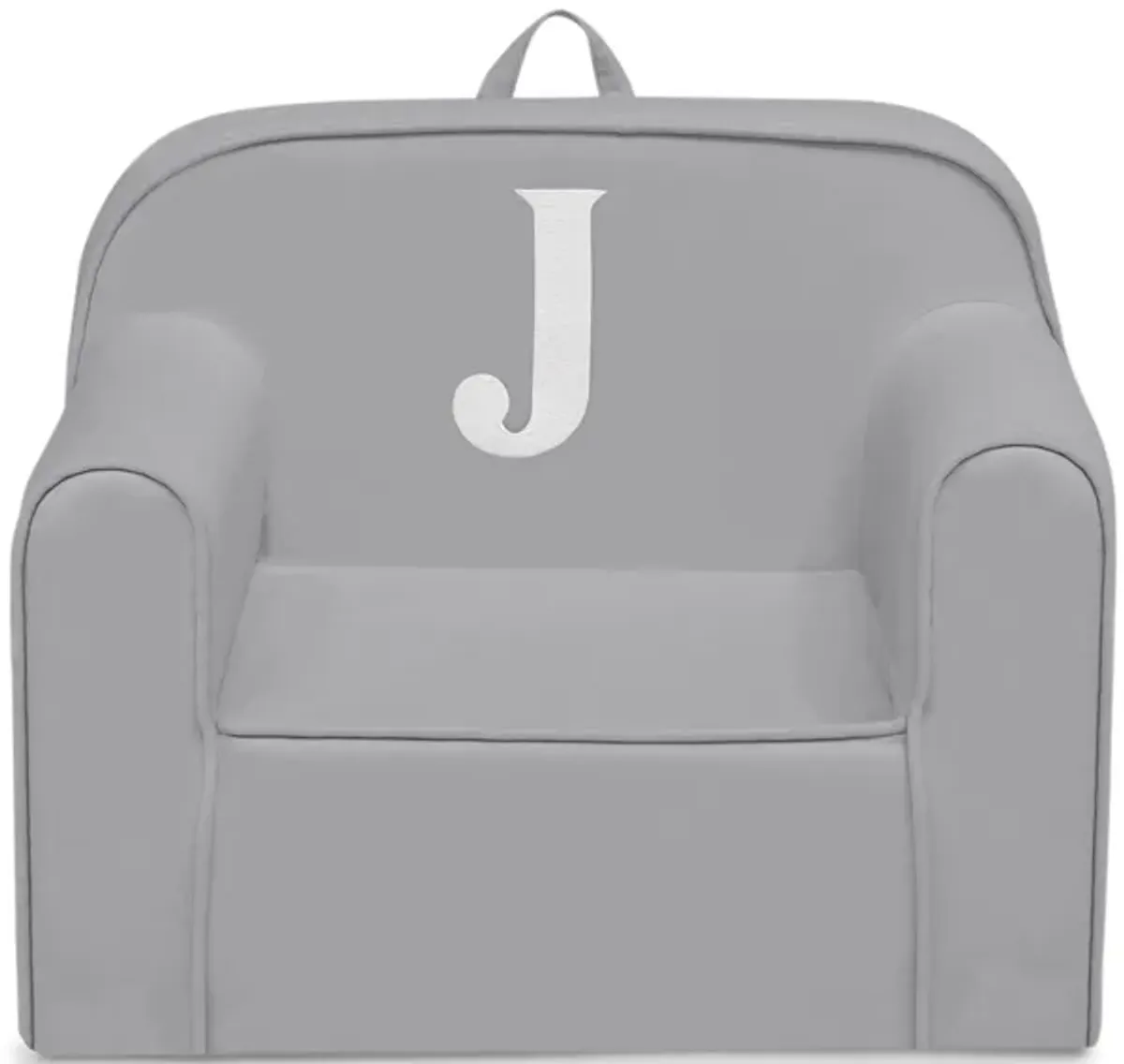 Cozee Monogrammed Chair Letter "J" in Light Gray by Delta Children