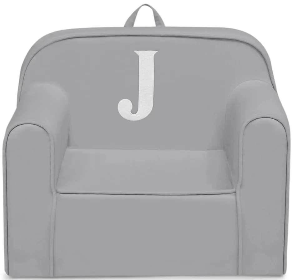 Cozee Monogrammed Chair Letter "J" in Light Gray by Delta Children