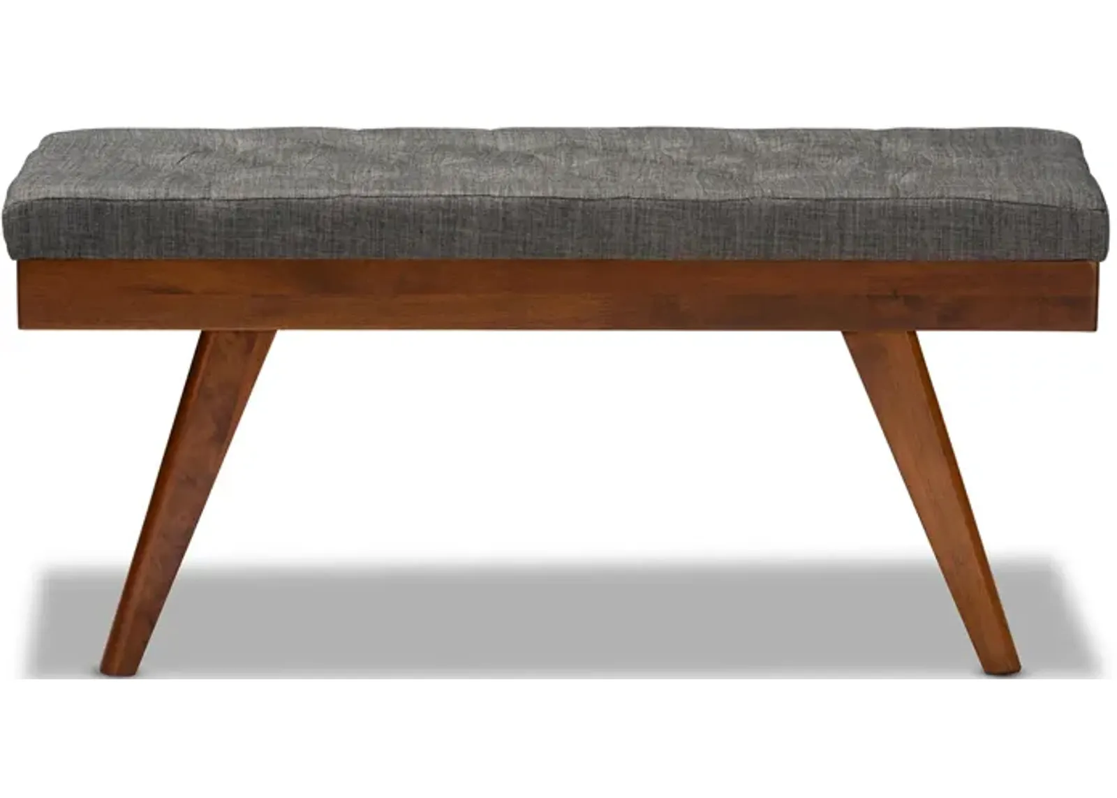 Alona Fabric Upholstered Wood Bench in Dark Gray/Oak by Wholesale Interiors