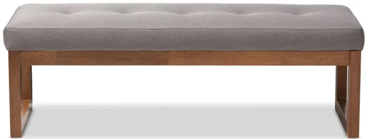 Caramay Fabric Upholstered Wood Bench in Gray by Wholesale Interiors