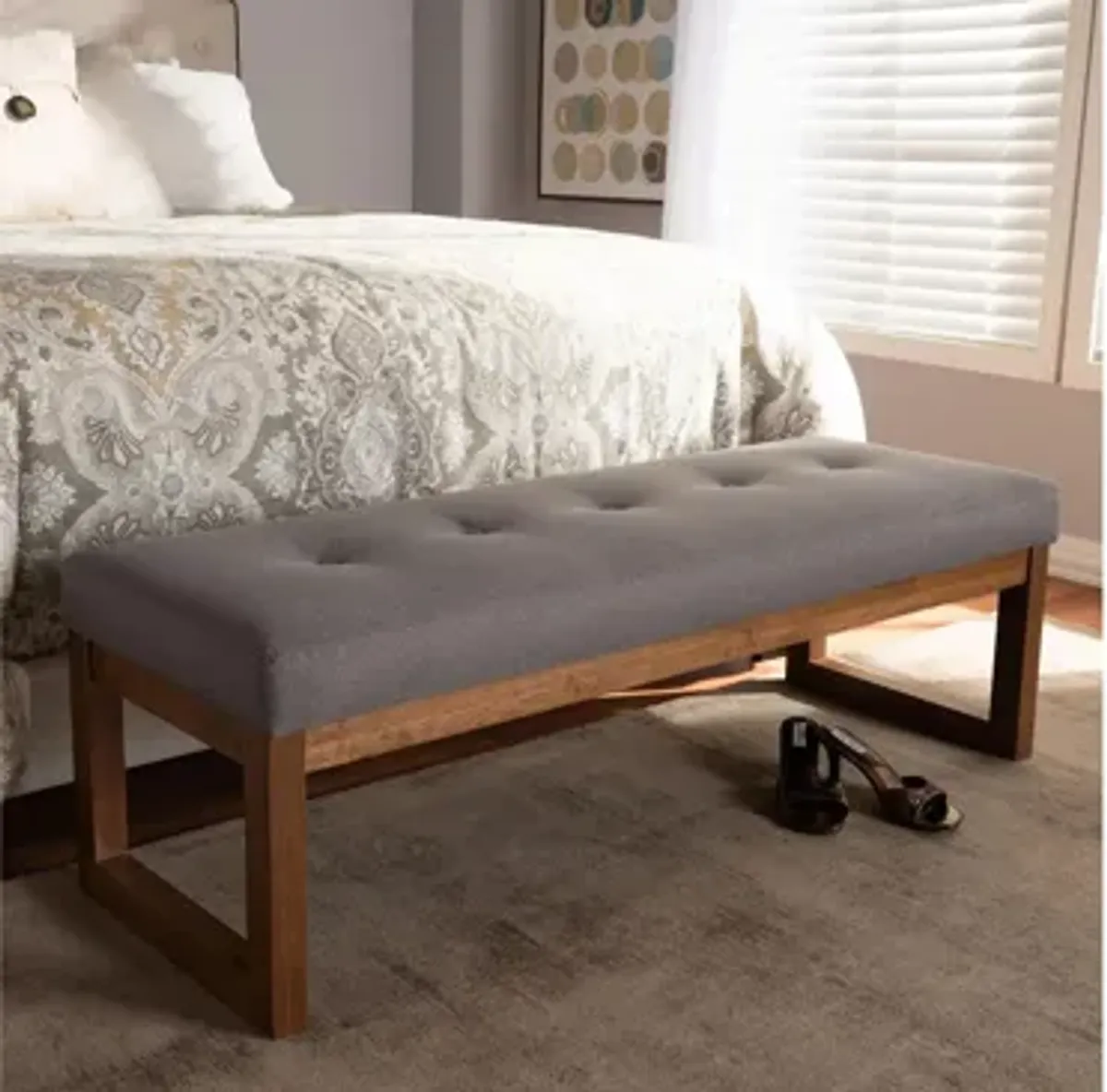 Caramay Fabric Upholstered Wood Bench