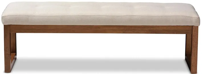 Caramay Fabric Upholstered Wood Bench in Light Beige by Wholesale Interiors