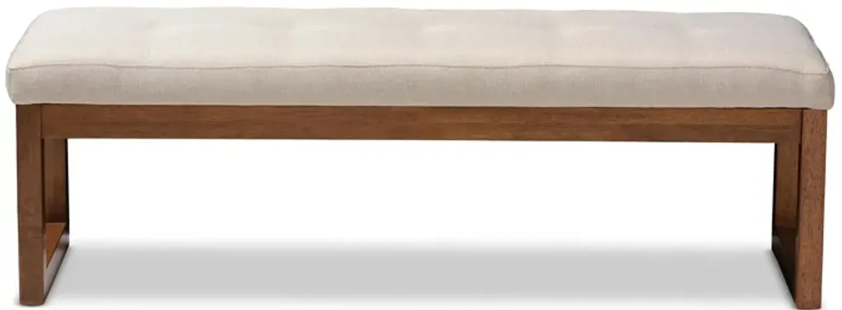 Caramay Fabric Upholstered Wood Bench in Light Beige by Wholesale Interiors