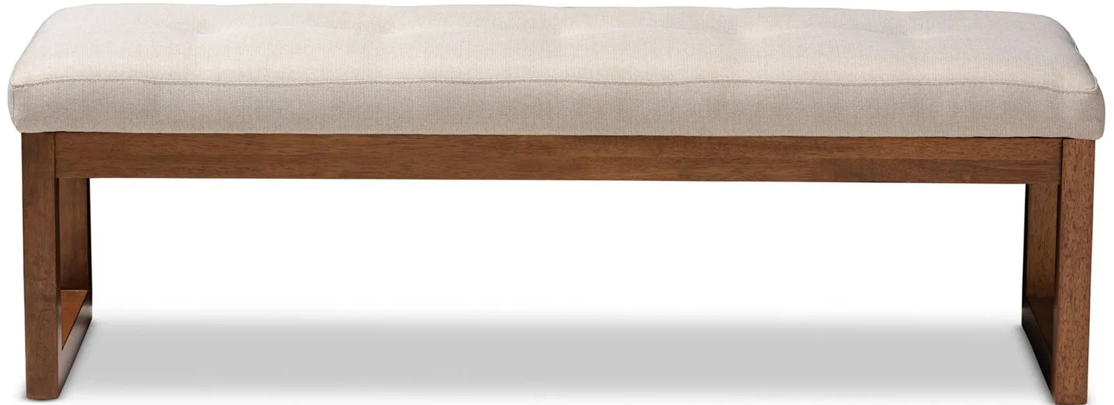 Caramay Fabric Upholstered Wood Bench in Light Beige by Wholesale Interiors