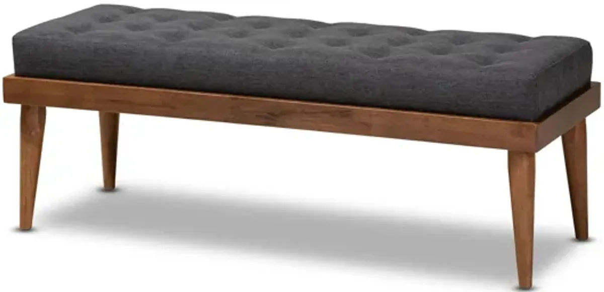 Linus Fabric Upholstered and Button Tufted Wood Bench
