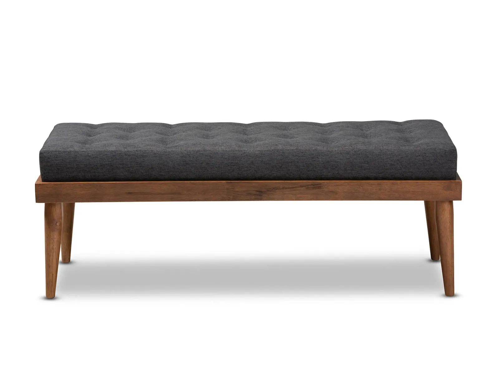 Linus Fabric Upholstered and Button Tufted Wood Bench