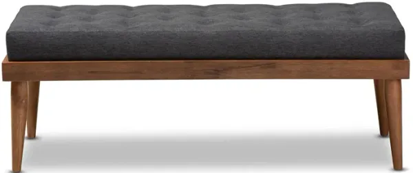 Linus Fabric Upholstered and Button Tufted Wood Bench
