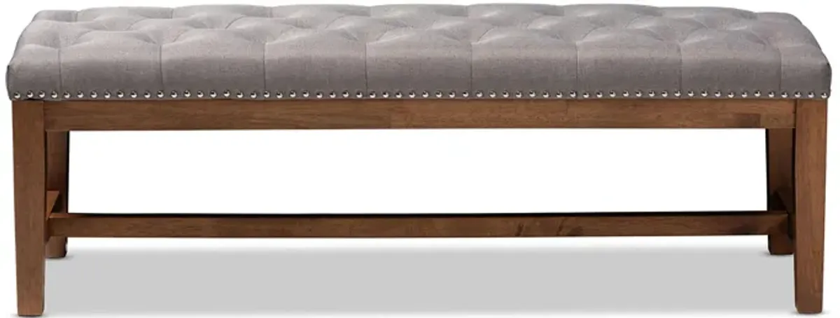 Ainsley Fabric Upholstered Wood Bench in Gray by Wholesale Interiors