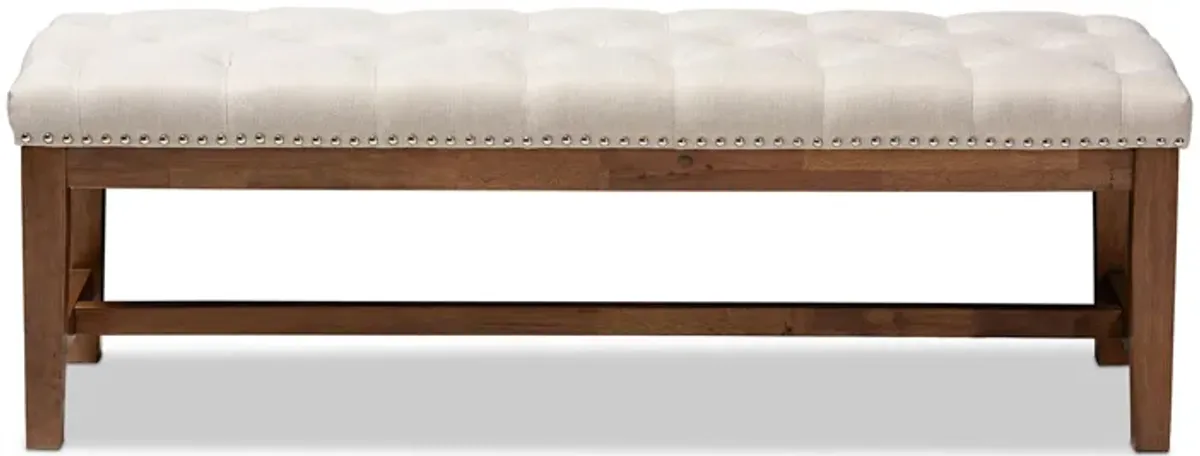 Ainsley Fabric Upholstered Wood Bench in Light Beige by Wholesale Interiors