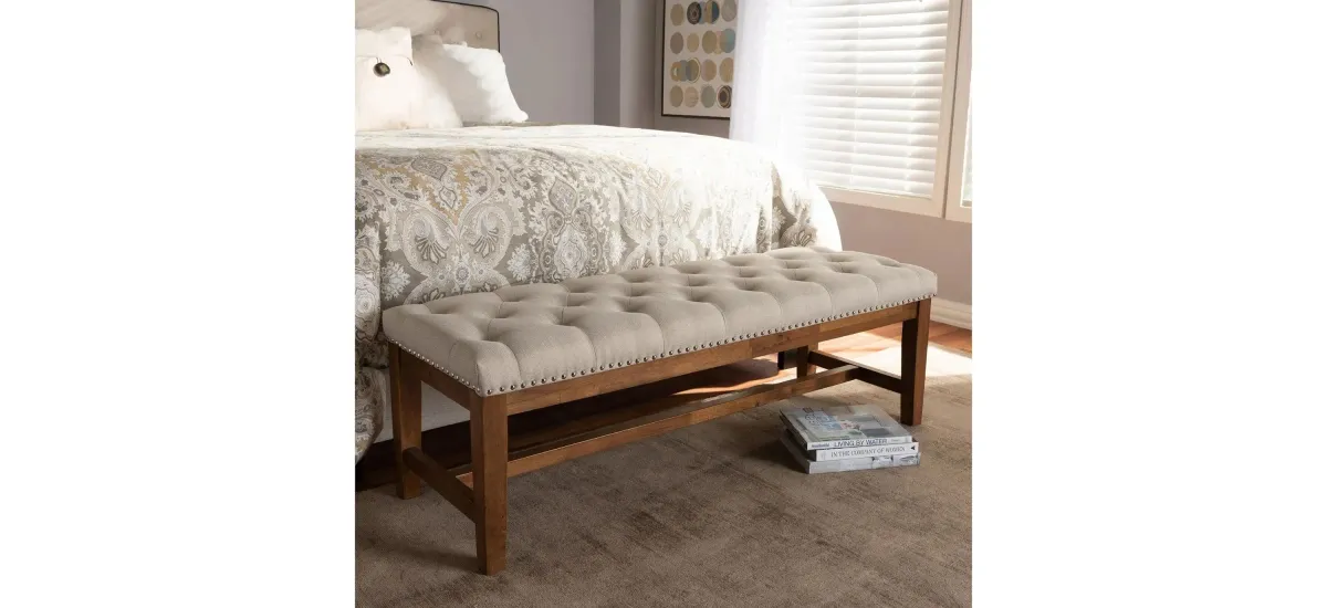 Ainsley Fabric Upholstered Wood Bench