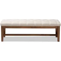 Ainsley Fabric Upholstered Wood Bench in Light Beige by Wholesale Interiors