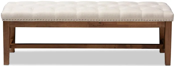 Ainsley Fabric Upholstered Wood Bench in Light Beige by Wholesale Interiors