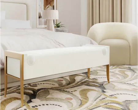 Ines Textured Velvet Bench in Cream by Tov Furniture