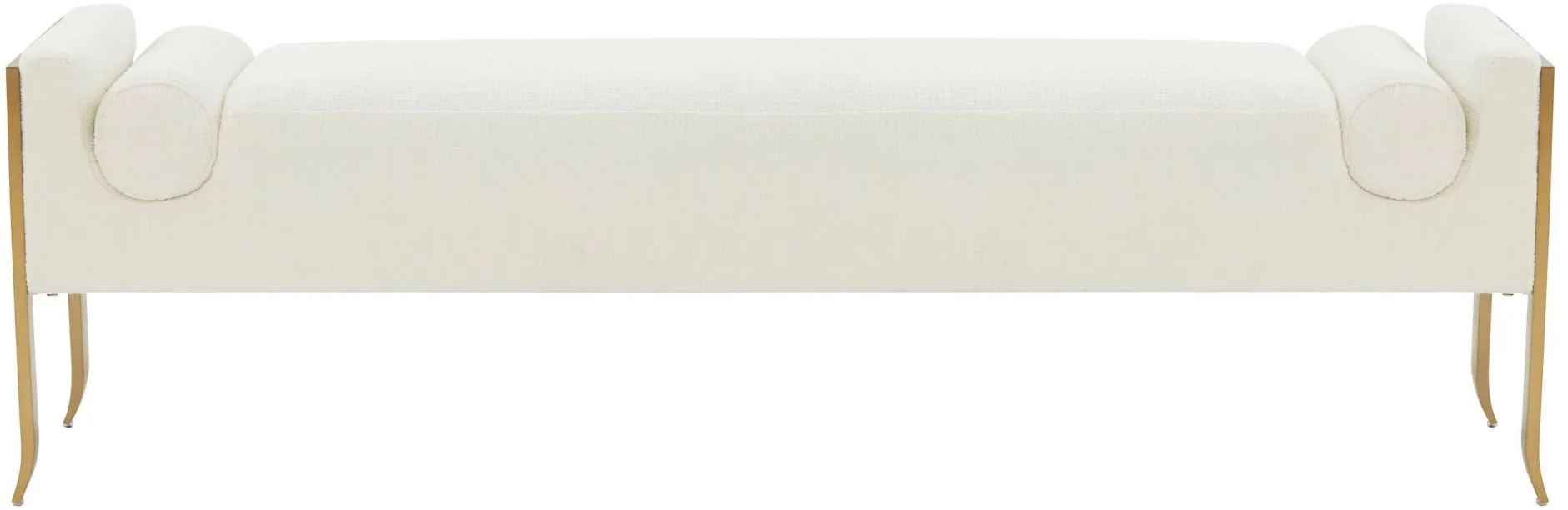 Ines Textured Velvet Bench in Cream by Tov Furniture
