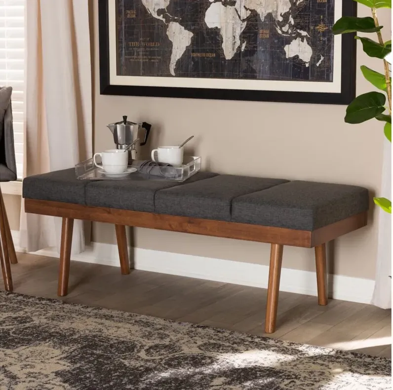 Larisa Fabric Upholstered Wood Bench in Charcoal by Wholesale Interiors