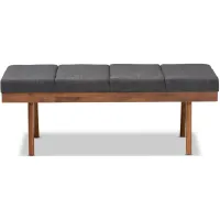 Larisa Fabric Upholstered Wood Bench in Charcoal by Wholesale Interiors