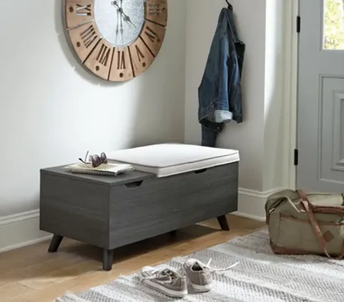 Yarlow Storage Bench in Linen/Gray by Ashley Express