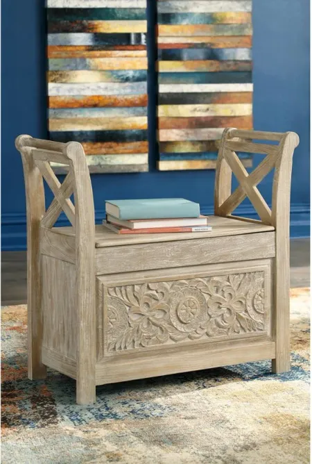 Fossil Ridge Accent Bench in Whitewash by Ashley Express