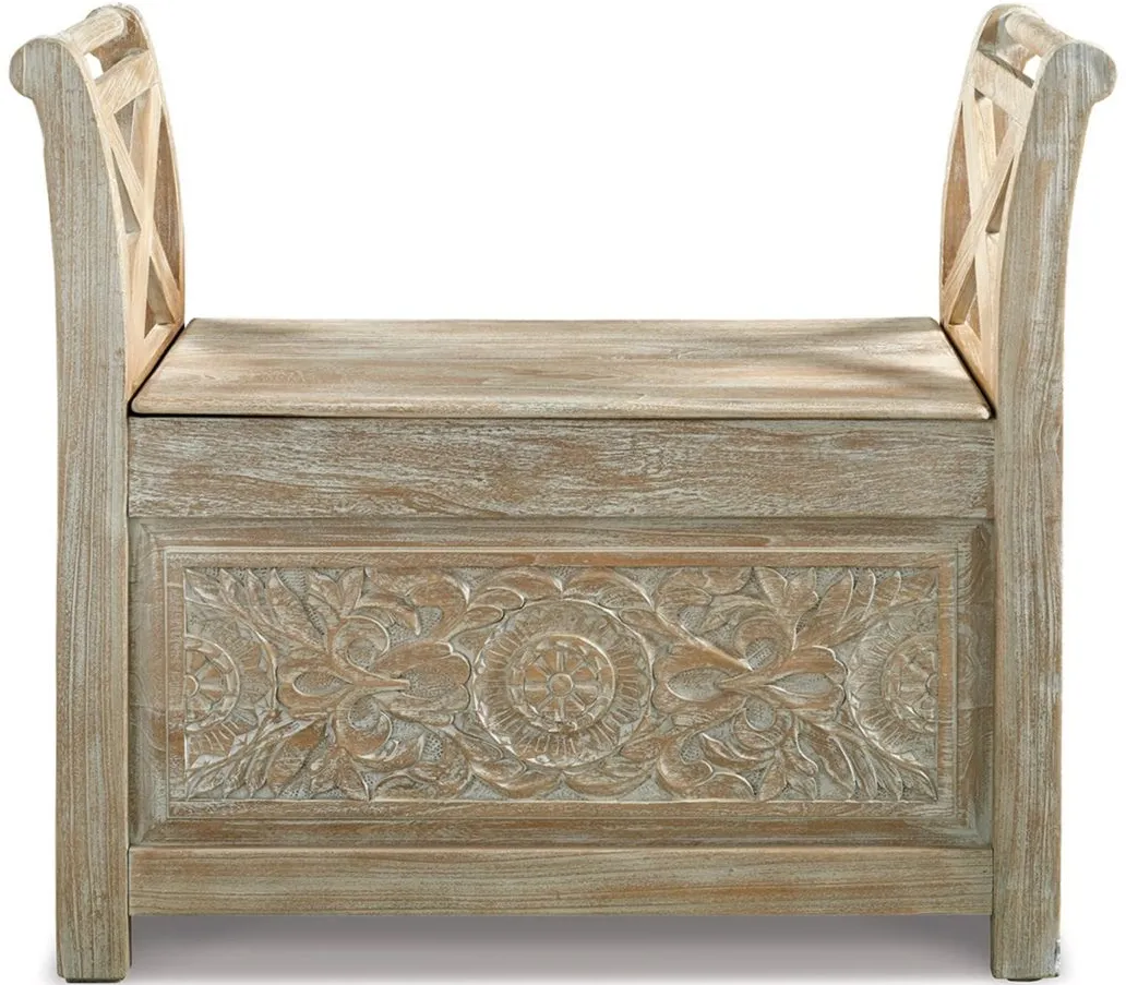 Fossil Ridge Accent Bench in Whitewash by Ashley Express