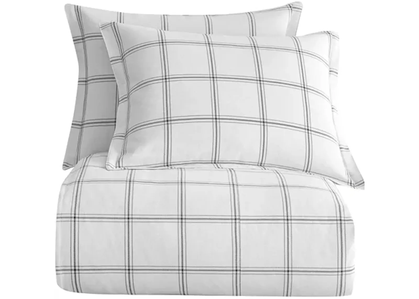 Windowpane Plaid 3-pc. Duvet Cover Set in White by HiEnd Accents