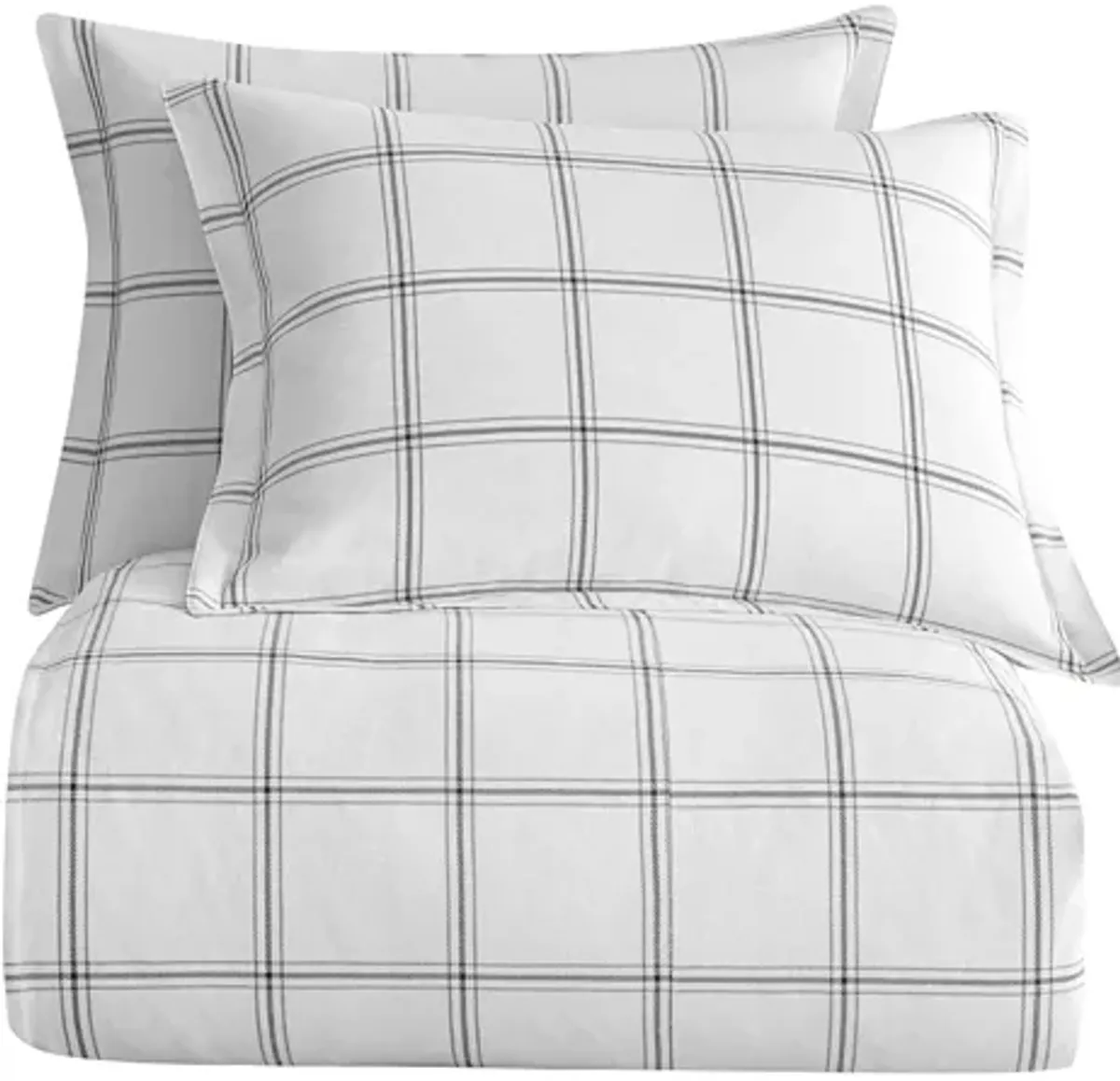 Windowpane Plaid 3-pc. Duvet Cover Set in White by HiEnd Accents