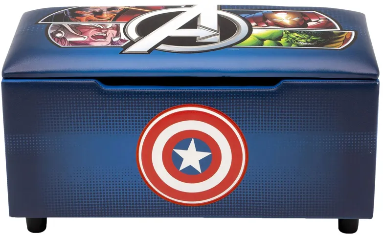 Marvel Avengers Upholstered Storage Bench for Kids by Delta Children in Blue by Delta Children