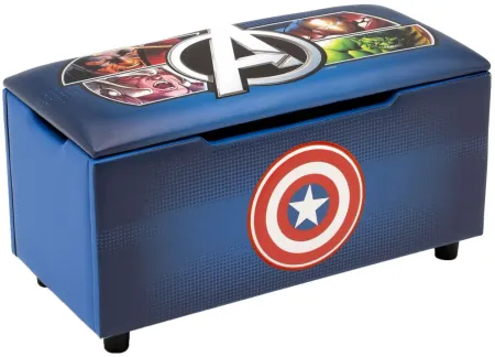 Marvel Avengers Upholstered Storage Bench for Kids by Delta Children in Blue by Delta Children