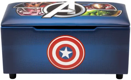 Marvel Avengers Upholstered Storage Bench for Kids by Delta Children in Blue by Delta Children