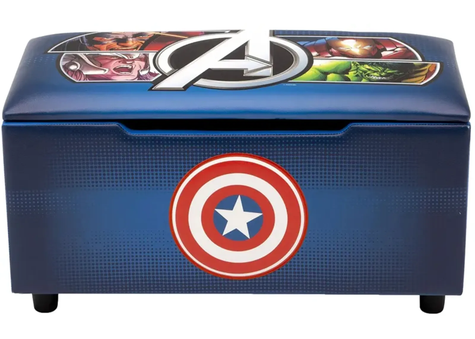 Marvel Avengers Upholstered Storage Bench for Kids by Delta Children in Blue by Delta Children