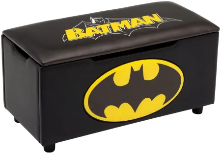 DC Comics Batman Upholstered Storage Bench for Kids by Delta Children in Black by Delta Children