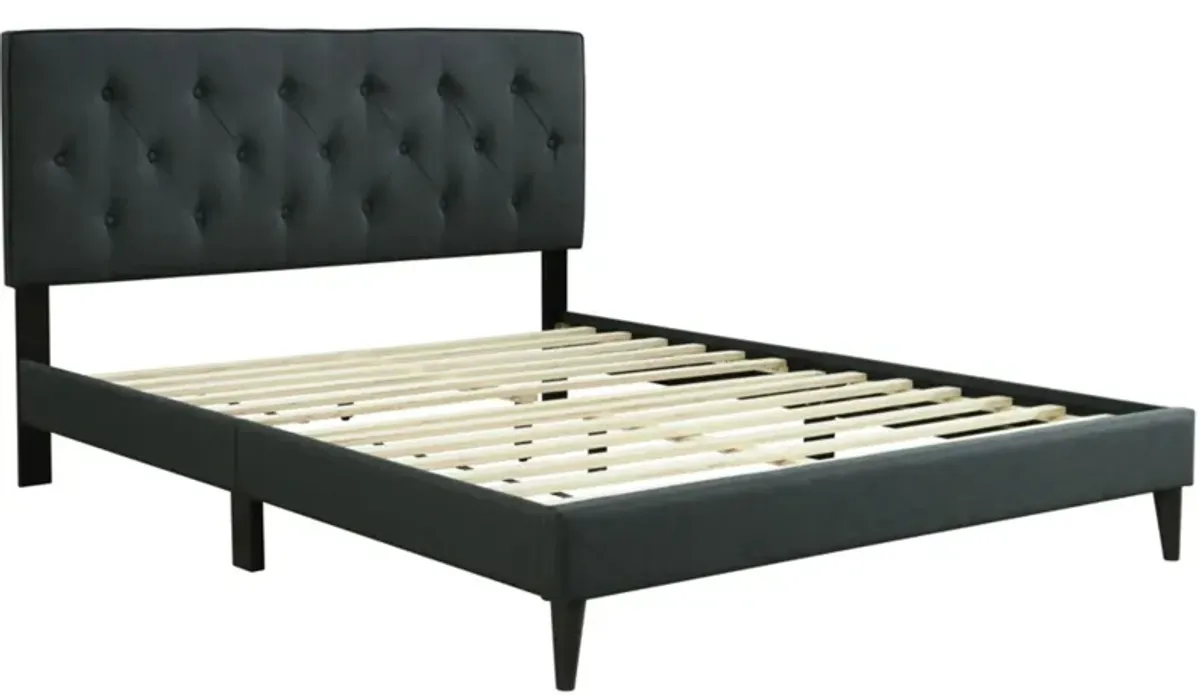 Piper Upholstered Bed w/ USB in Black by Bernards Furniture Group