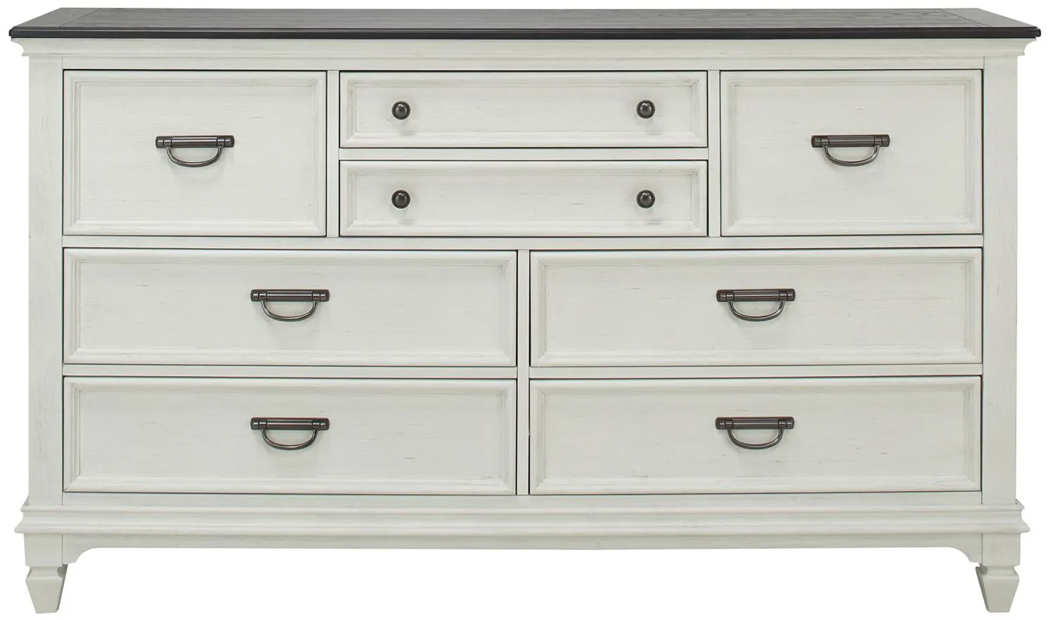 Shelby Dresser in Wirebrushed White with Charcoal Tops by Liberty Furniture