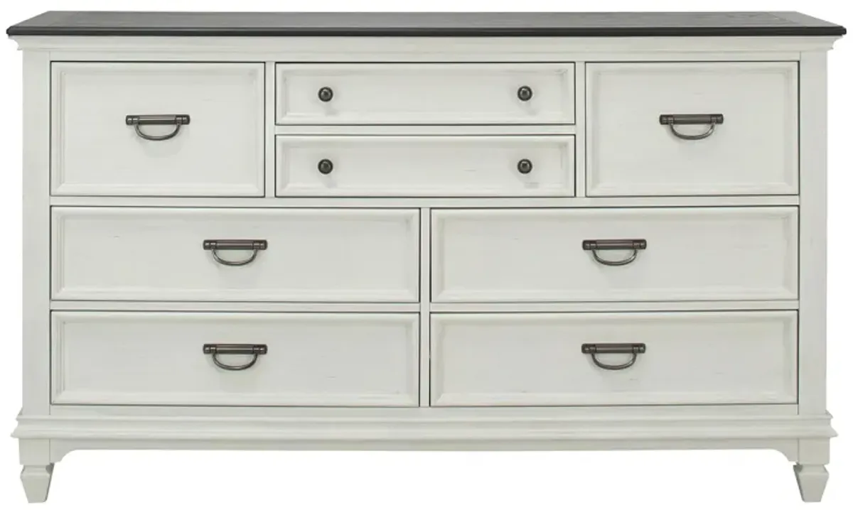 Shelby Dresser in Wirebrushed White with Charcoal Tops by Liberty Furniture