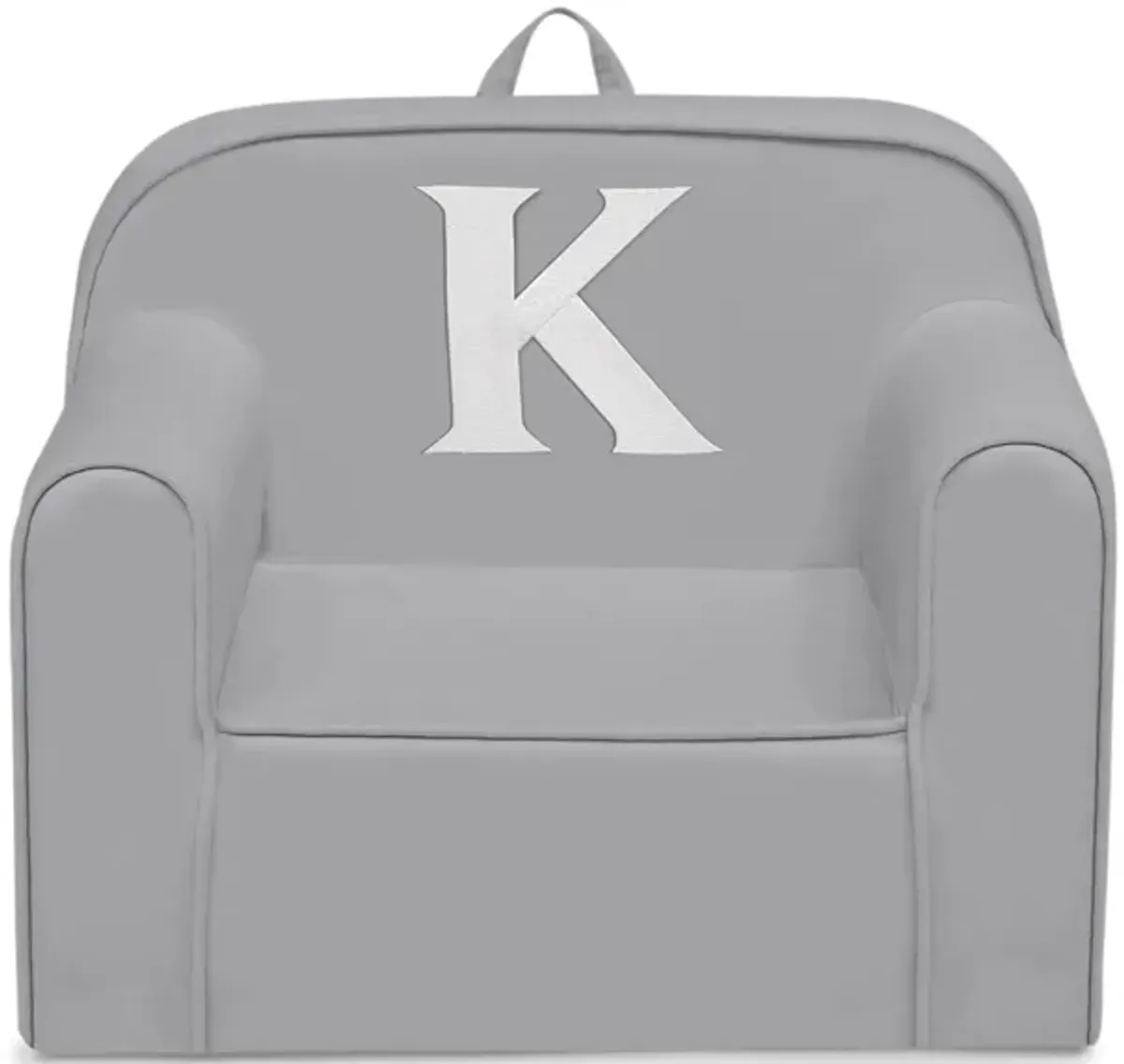 Cozee Monogrammed Chair Letter "K" in Light Gray by Delta Children