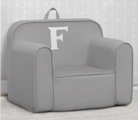 Cozee Monogrammed Chair Letter "F" in Light Gray by Delta Children