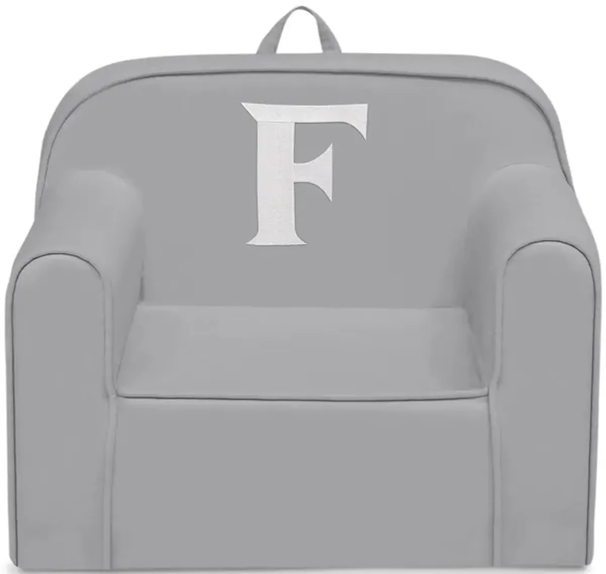 Cozee Monogrammed Chair Letter "F" in Light Gray by Delta Children