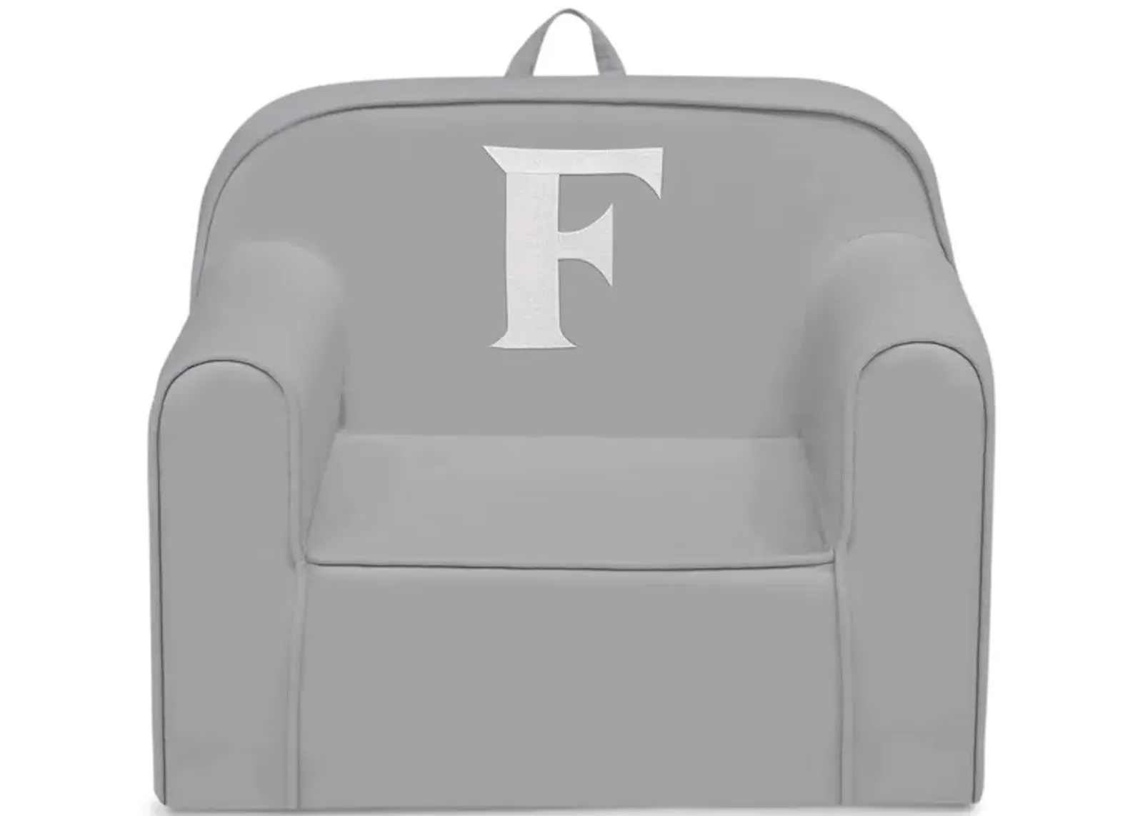 Cozee Monogrammed Chair Letter "F" in Light Gray by Delta Children