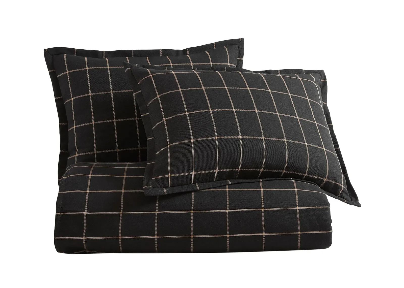 Windowpane Plaid 3-pc. Comforter Set in Black by HiEnd Accents