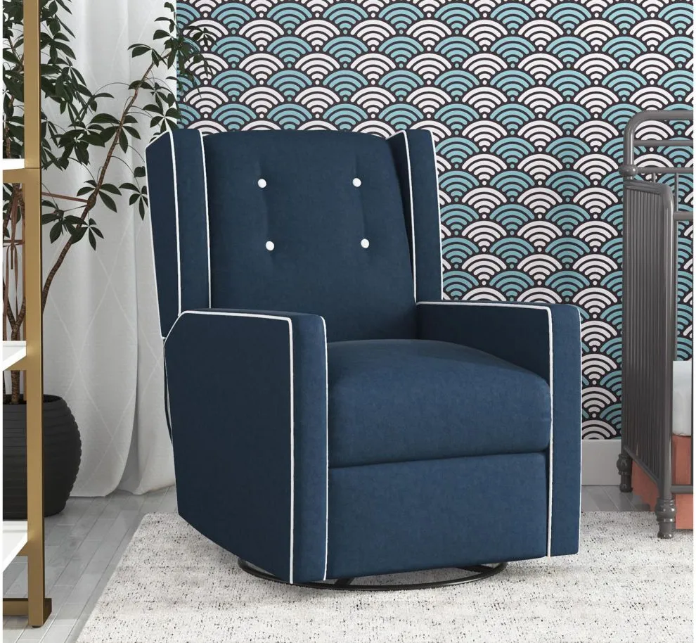 Mikayla Swivel Glider Rocker Recliner Chair in Blue by DOREL HOME FURNISHINGS